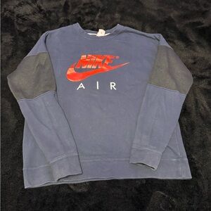 Nike Air Men's Navy and Charcoal Crewneck Sweater